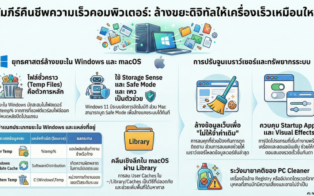 คอมช้า-เว็บจำค่าเดิม? คัมภีร์ล้างขยะดิจิทัล คืนชีพความเร็วให้ PC และ Mac